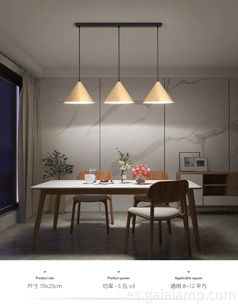 Luz colgante nórdica vintage con acabado de grano de madera